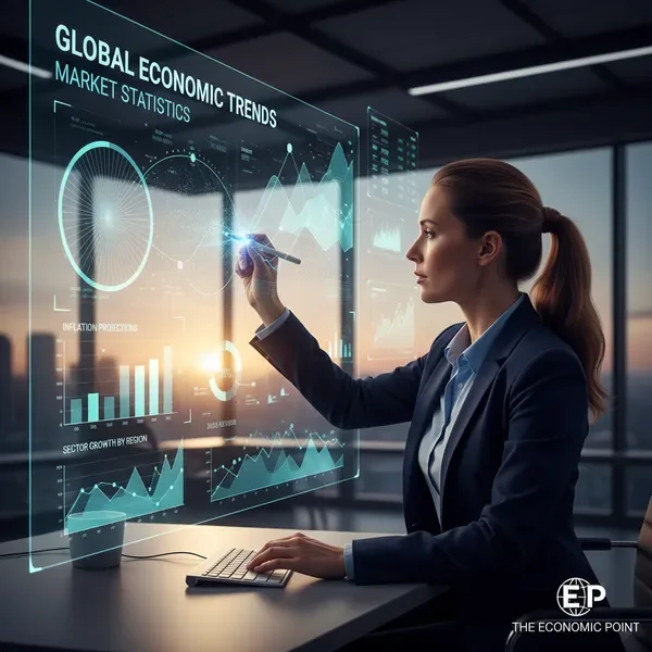 אנליסט נתונים יוצר אינפוגרפיקה של מגמות כלכליות